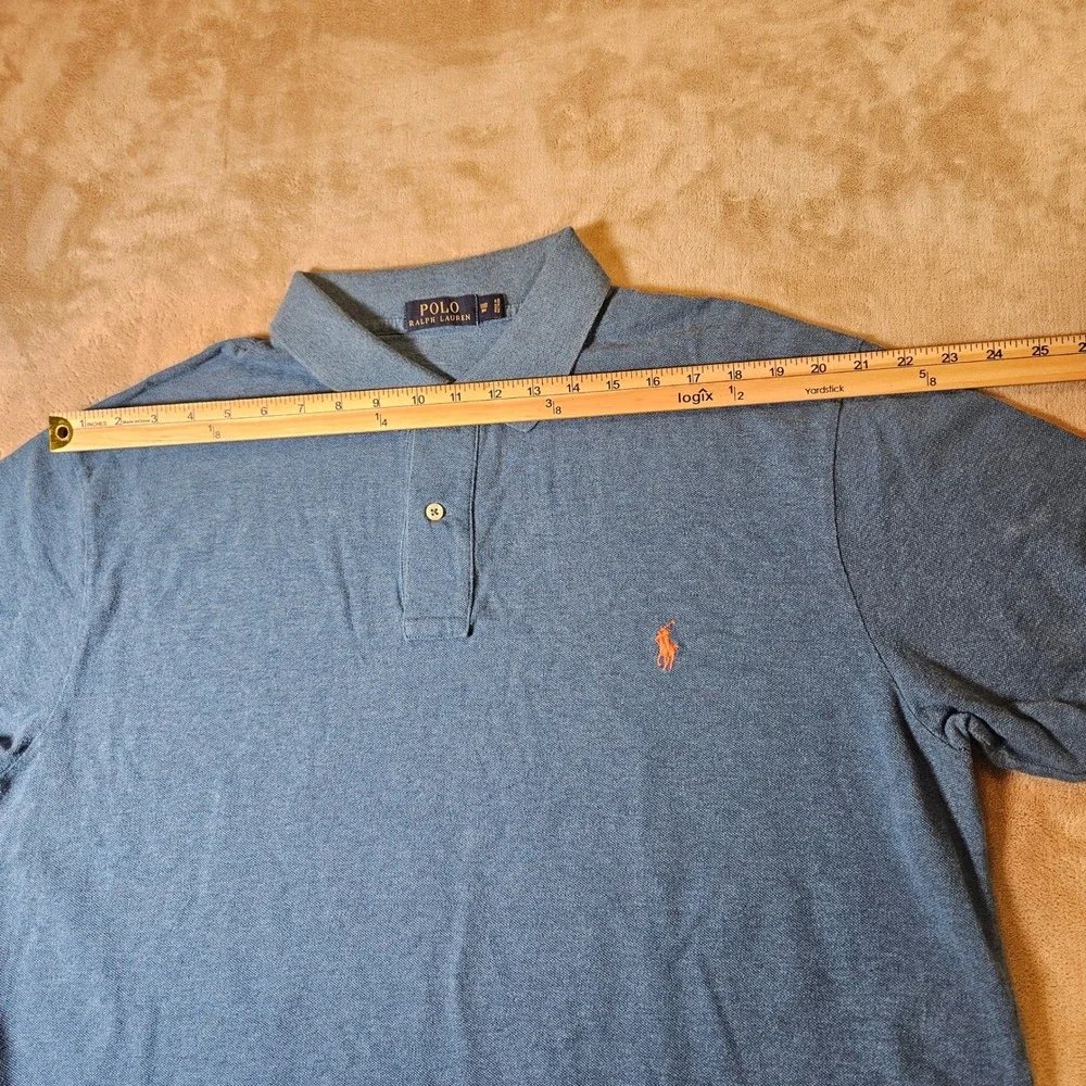 Polo Ralph Lauren Blue Heathered Cotton Mesh Polo Shirt Mens 1XB Big RN41381